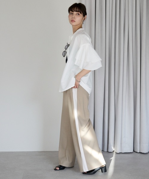 SOTT(ソット)の「Layered frill shirt レイヤードフリルシャツ(シャツ/ブラウス・レディース・オフホワイト/サックスブルー/イエロー・FREE)」の6枚目の写真