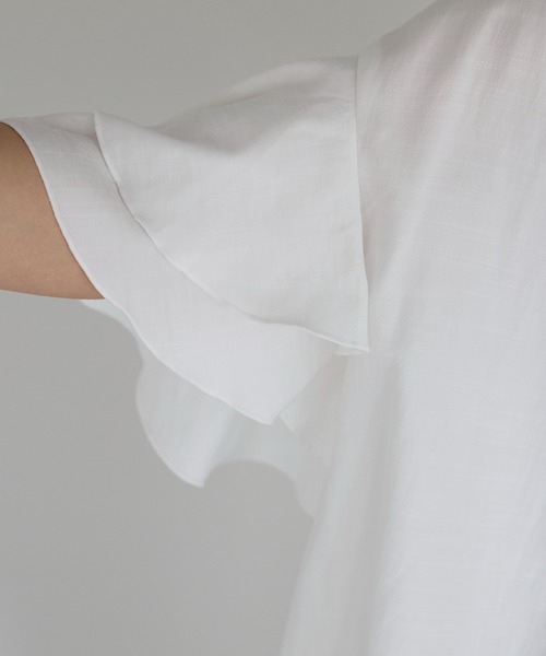 SOTT(ソット)の「Layered frill shirt レイヤードフリルシャツ(シャツ/ブラウス・レディース・オフホワイト/サックスブルー/イエロー・FREE)」の8枚目の写真