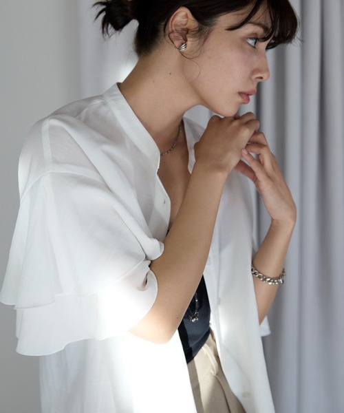 SOTT(ソット)の「Layered frill shirt レイヤードフリルシャツ(シャツ/ブラウス・レディース・オフホワイト/サックスブルー/イエロー・FREE)」の9枚目の写真