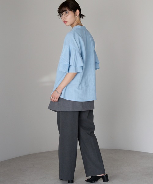 SOTT(ソット)の「Layered frill shirt レイヤードフリルシャツ(シャツ/ブラウス・レディース・オフホワイト/サックスブルー/イエロー・FREE)」の13枚目の写真