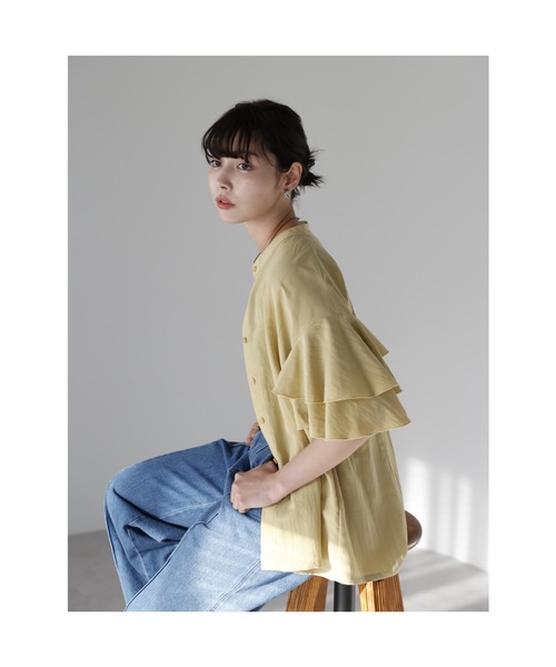 SOTT(ソット)の「Layered frill shirt レイヤードフリルシャツ(シャツ/ブラウス・レディース・オフホワイト/サックスブルー/イエロー・FREE)」の16枚目の写真