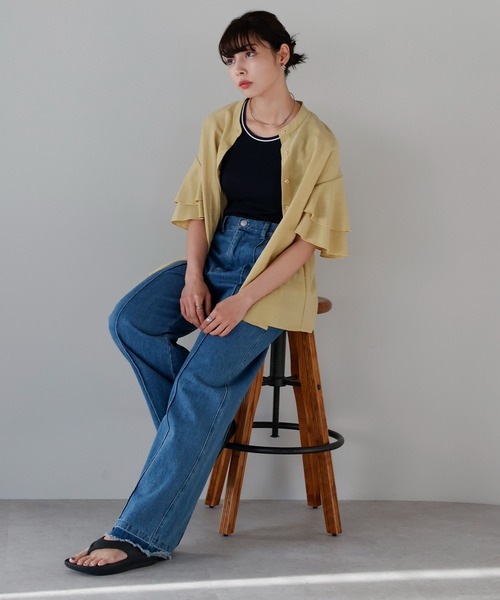 SOTT(ソット)の「Layered frill shirt レイヤードフリルシャツ(シャツ/ブラウス・レディース・オフホワイト/サックスブルー/イエロー・FREE)」の19枚目の写真