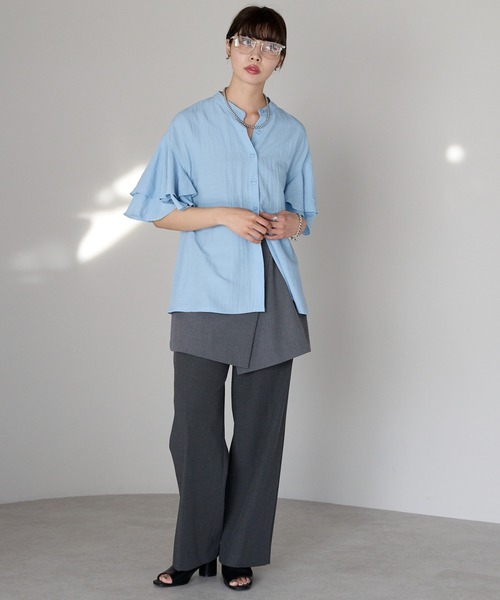 SOTT(ソット)の「Layered frill shirt レイヤードフリルシャツ(シャツ/ブラウス・レディース・オフホワイト/サックスブルー/イエロー・FREE)」の21枚目の写真