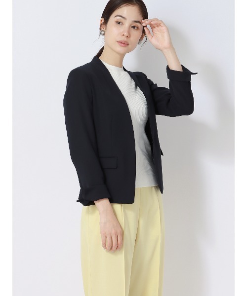 SUIT SQUARE(スーツスクエア)の「ハイネックリブニット ハンドウォッシュ コットンブレンド(ニット/セーター・レディース・ベージュ系/ネイビー系/ホワイト系・38(9号))」の21枚目の写真