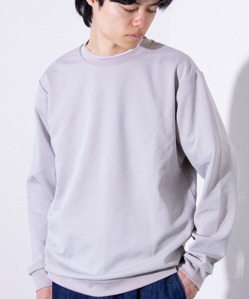 GLOSTER(グロスター)の「【GLOSTER/グロスター】ハシゴリンクスプルオーバー 長袖Tシャツ ロンT(Tシャツ/カットソー・メンズ・グレイッシュブルー/グレー/ホワイト/ネイビー・S/M/L)」の2枚目の写真
