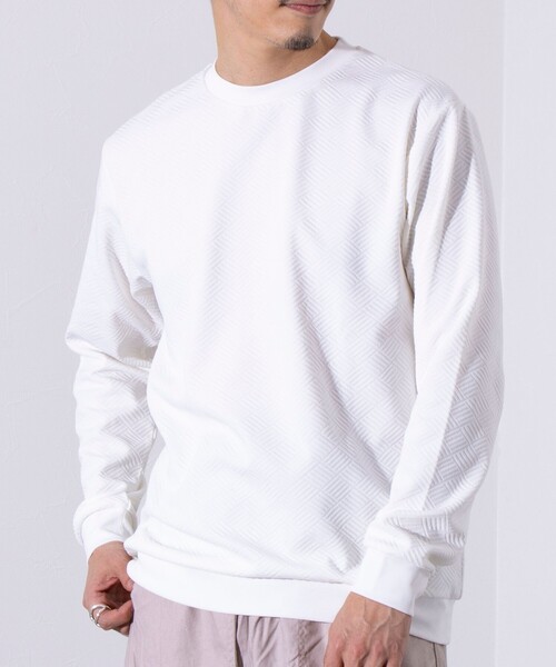 GLOSTER(グロスター)の「【GLOSTER/グロスター】ハシゴリンクスプルオーバー 長袖Tシャツ ロンT(Tシャツ/カットソー・メンズ・グレイッシュブルー/グレー/ホワイト/ネイビー・S/M/L)」の1枚目の写真