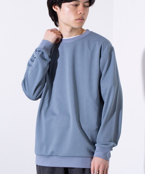 GLOSTER(グロスター)の「【GLOSTER/グロスター】ハシゴリンクスプルオーバー 長袖Tシャツ ロンT(Tシャツ/カットソー・メンズ・グレイッシュブルー/グレー/ホワイト/ネイビー・S/M/L)」の4枚目の写真