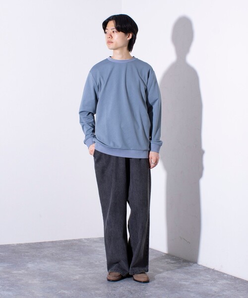GLOSTER(グロスター)の「【GLOSTER/グロスター】ハシゴリンクスプルオーバー 長袖Tシャツ ロンT(Tシャツ/カットソー・メンズ・グレイッシュブルー/グレー/ホワイト/ネイビー・S/M/L)」の5枚目の写真