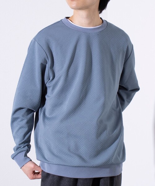 GLOSTER(グロスター)の「【GLOSTER/グロスター】ハシゴリンクスプルオーバー 長袖Tシャツ ロンT(Tシャツ/カットソー・メンズ・グレイッシュブルー/グレー/ホワイト/ネイビー・S/M/L)」の6枚目の写真