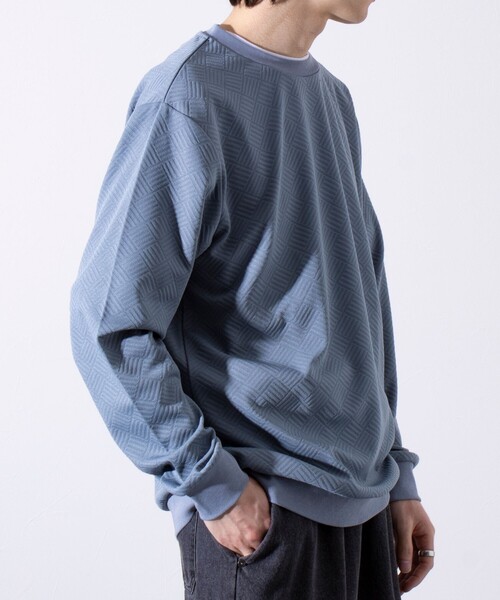 GLOSTER(グロスター)の「【GLOSTER/グロスター】ハシゴリンクスプルオーバー 長袖Tシャツ ロンT(Tシャツ/カットソー・メンズ・グレイッシュブルー/グレー/ホワイト/ネイビー・S/M/L)」の9枚目の写真