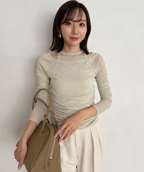 シアーテレコレイヤーカットトップス（Tシャツ/カットソー