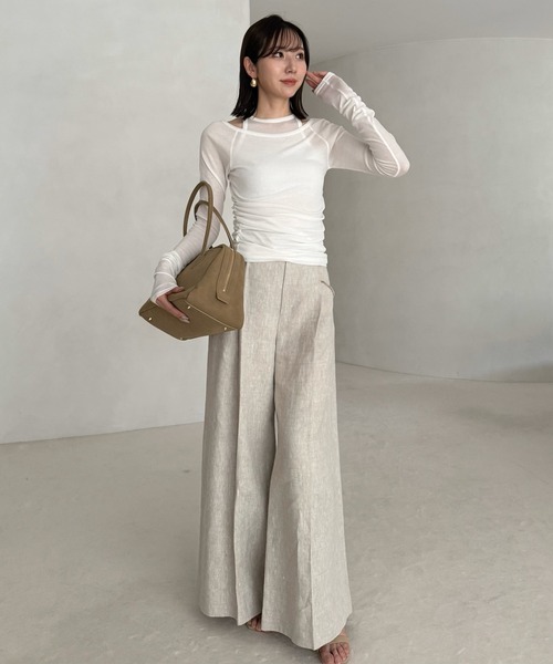 シアーテレコレイヤーカットトップス(F GREY): トップスanuans