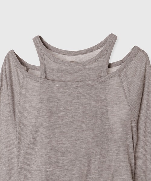 シアーテレコレイヤーカットトップス(F GREY): トップスanuans