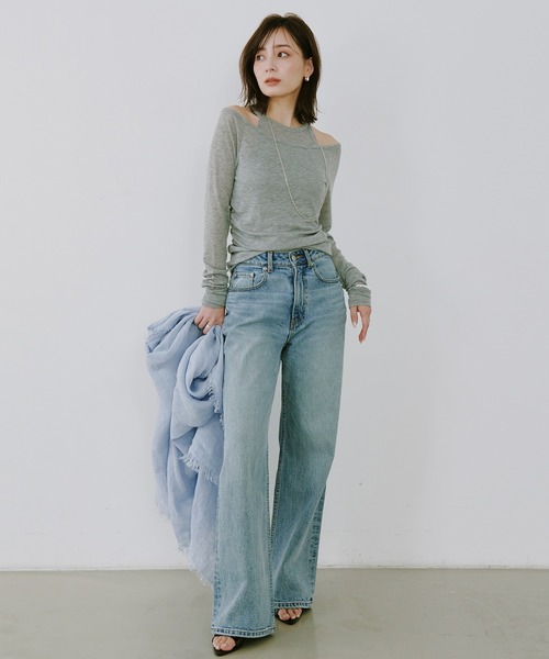 シアーテレコレイヤーカットトップス(F GREY): トップスanuans