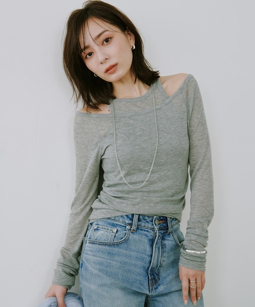 anuans シアーテレコレイヤーカットトップス 新品未使用品 シアーテレコレイヤーカットトップス（Tシャツ/カットソー