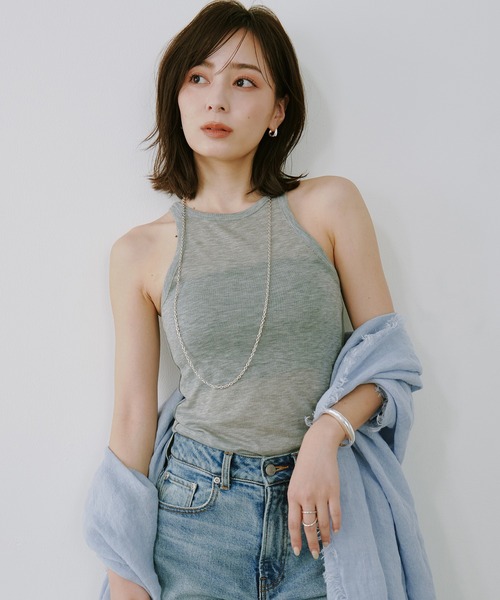 シアーテレコレイヤーカットトップス　anuans シアーテレコレイヤーカットトップス（Tシャツ/カットソー