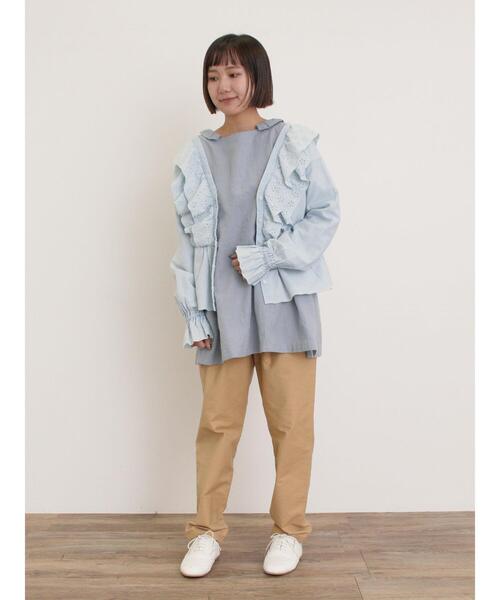 Samansa Mos2(サマンサ モスモス)の「デニムスカラップ刺繍フリル2WAYブラウス(シャツ/ブラウス・レディース・ブルー/ブラック/サックスブルー・F)」の22枚目の写真