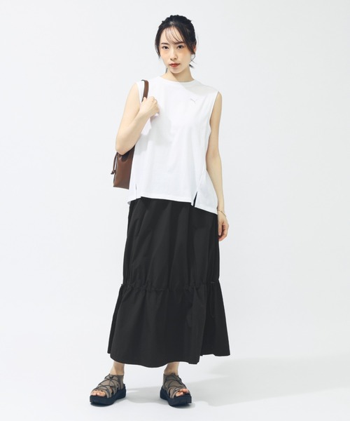 PUMA（プーマ）の「プーマ PUMA SUMMER ウーブン ロングスカート（ワンピース・レディース・カーキ/ブラック・M/L）」の4枚目の写真