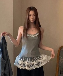 レース切り替えキャミソール パッド入り