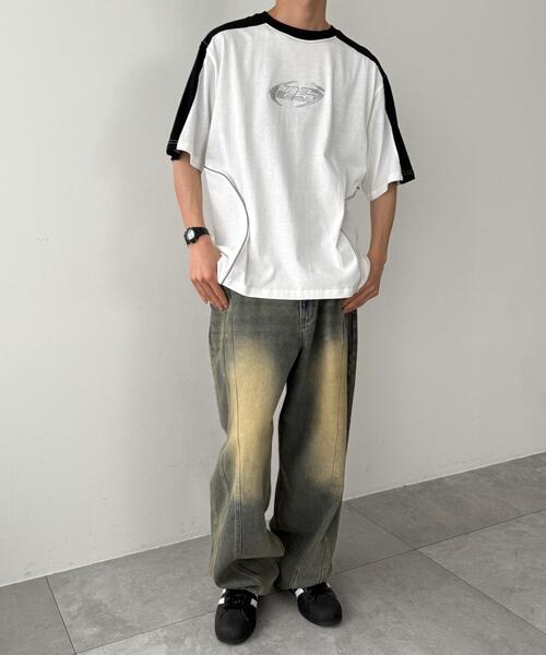 WEGO(ウィゴー)の「WEGO/メタルプリントパイピングT(Tシャツ/カットソー・メンズ・ブラック/ホワイト・MEDIUM/LARGE)」の18枚目の写真