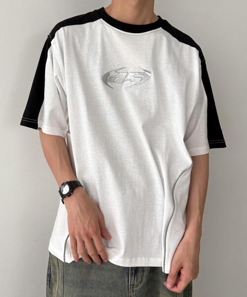 WEGO(ウィゴー)の「WEGO/メタルプリントパイピングT(Tシャツ/カットソー・メンズ・ブラック/ホワイト・MEDIUM/LARGE)」の16枚目の写真