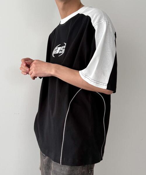 WEGO(ウィゴー)の「WEGO/メタルプリントパイピングT(Tシャツ/カットソー・メンズ・ブラック/ホワイト・MEDIUM/LARGE)」の12枚目の写真