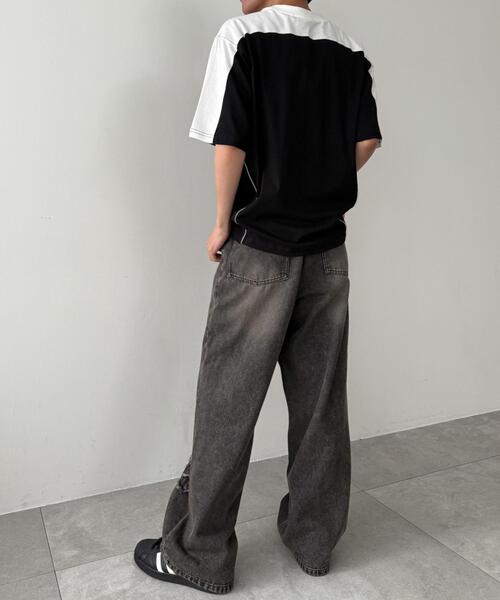 WEGO(ウィゴー)の「WEGO/メタルプリントパイピングT(Tシャツ/カットソー・メンズ・ブラック/ホワイト・MEDIUM/LARGE)」の10枚目の写真