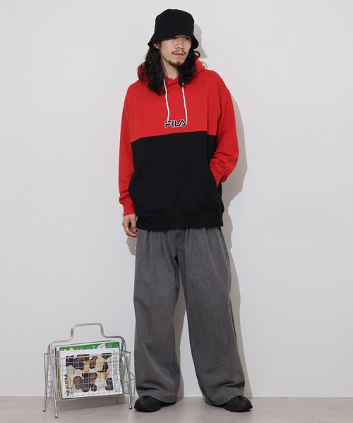 FILA(フィラ)の「FILA HOOD バイカラー プルオーバーパーカー フーディ(パーカー・メンズ・グリーン/レッド・L/LL/M)」の7枚目の写真