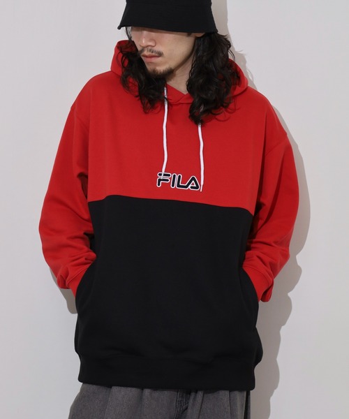 FILA(フィラ)の「FILA HOOD バイカラー プルオーバーパーカー フーディ(パーカー・メンズ・グリーン/レッド・L/LL/M)」の5枚目の写真