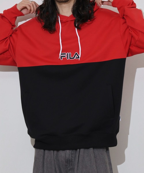 FILA(フィラ)の「FILA HOOD バイカラー プルオーバーパーカー フーディ(パーカー・メンズ・グリーン/レッド・L/LL/M)」の6枚目の写真