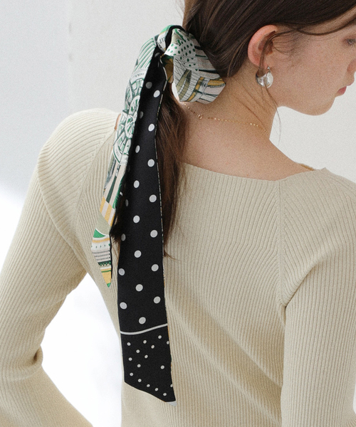 La TOTALITE（ラトータリテ）の「【manipuri/マニプリ】別注3WAYリバーシブルシルクタイ（その他小物・レディース・ブラック/グリーン・FREE）」の3枚目の写真