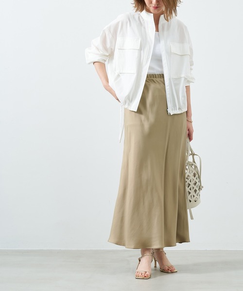 MICA&DEAL（マイカ＆ディール）の「スタンドカラーシアーブルゾン（ブルゾン・レディース・ベージュ/ブラック/オフホワイト・FREE）」の21枚目の写真