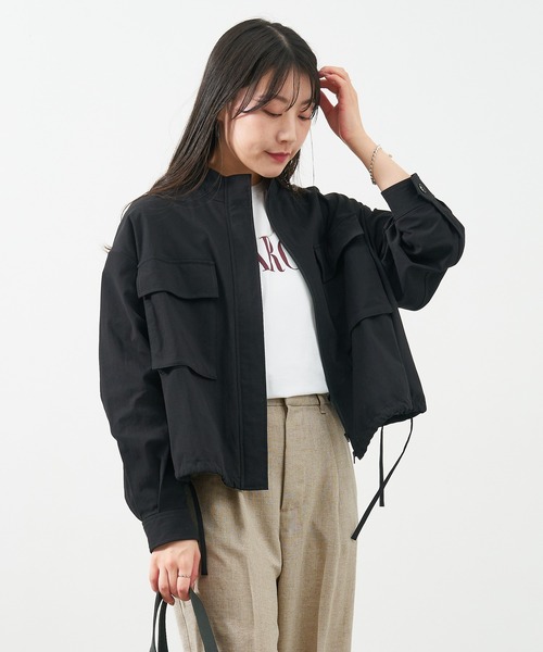 MICA&DEAL（マイカ＆ディール）の「スタンドカラーシアーブルゾン（ブルゾン・レディース・ベージュ/ブラック/オフホワイト・FREE）」の18枚目の写真