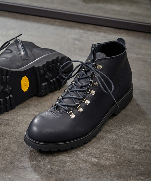 PADRONE（パドローネ）の「PADRONE パドローネ / WP SIDE ZIP TREKKING BOOTS (WATER PROOF LEATHER) ウォータープルーフレザートレッキングブーツ レインブーツ 撥水 防水 ビブラムソール 日本製 / PU7358-1128（ブーツ・メンズ・ダークブラウン/ブラック・40/41/42）」の2枚目の写真