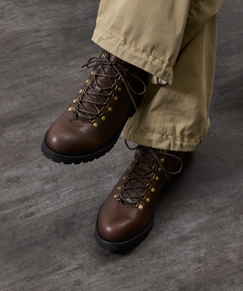PADRONE（パドローネ）の「PADRONE パドローネ / WP SIDE ZIP TREKKING BOOTS (WATER PROOF LEATHER) ウォータープルーフレザートレッキングブーツ レインブーツ 撥水 防水 ビブラムソール 日本製 / PU7358-1128（ブーツ・メンズ・ダークブラウン/ブラック・40/41/42）」の3枚目の写真