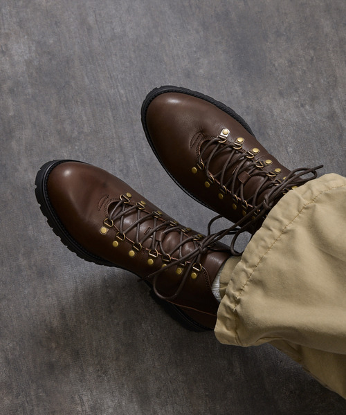 PADRONE（パドローネ）の「PADRONE パドローネ / WP SIDE ZIP TREKKING BOOTS (WATER PROOF LEATHER) ウォータープルーフレザートレッキングブーツ レインブーツ 撥水 防水 ビブラムソール 日本製 / PU7358-1128（ブーツ・メンズ・ダークブラウン/ブラック・40/41/42）」の6枚目の写真