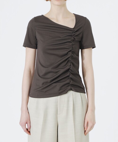 LOVELESS（ラブレス）の「アシンメトリーネックトップス（Tシャツ/カットソー・レディース・オフホワイト/チャコールグレー/ブラック・36）」の9枚目の写真