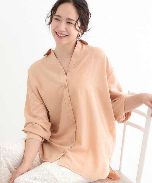 DRESKIP(ドレスキップ)の「【S-LL】後ろ姿も抜かりなく バックレースアップシャツ(シャツ/ブラウス・レディース・オフホワイト/ライトベージュ/ベビーピンク/ライトブルー・01/02/03/04)」の4枚目の写真