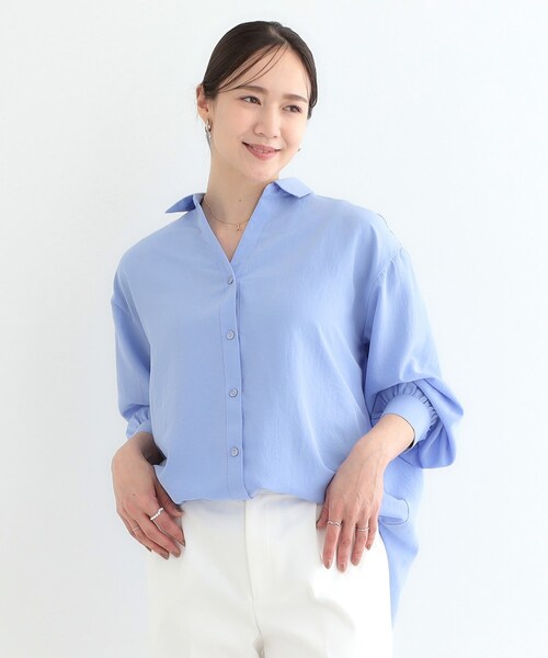 DRESKIP(ドレスキップ)の「【S-LL】後ろ姿も抜かりなく バックレースアップシャツ(シャツ/ブラウス・レディース・オフホワイト/ライトベージュ/ベビーピンク/ライトブルー・01/02/03/04)」の7枚目の写真