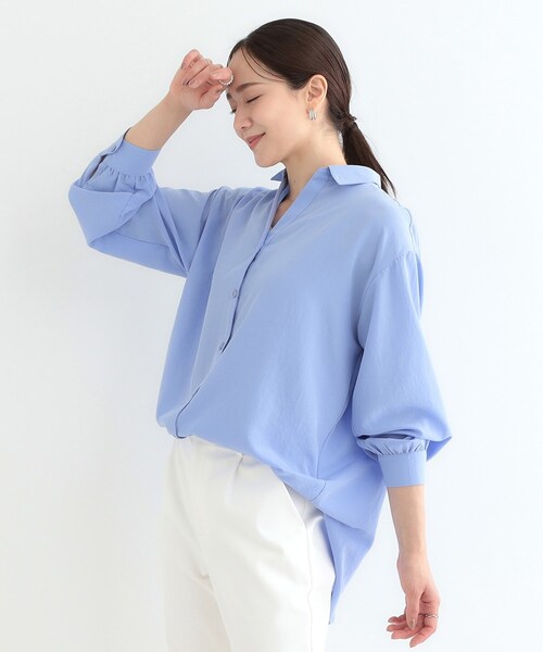DRESKIP(ドレスキップ)の「【S-LL】後ろ姿も抜かりなく バックレースアップシャツ(シャツ/ブラウス・レディース・オフホワイト/ライトベージュ/ベビーピンク/ライトブルー・01/02/03/04)」の8枚目の写真