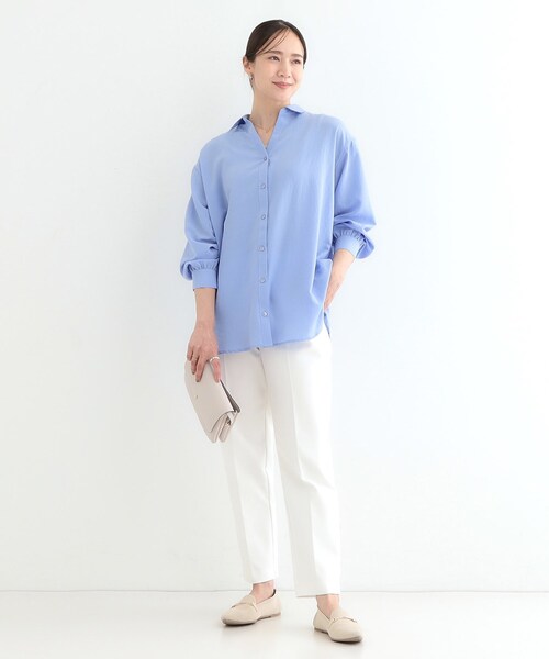 DRESKIP(ドレスキップ)の「【S-LL】後ろ姿も抜かりなく バックレースアップシャツ(シャツ/ブラウス・レディース・オフホワイト/ライトベージュ/ベビーピンク/ライトブルー・01/02/03/04)」の9枚目の写真