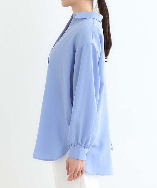 DRESKIP(ドレスキップ)の「【S-LL】後ろ姿も抜かりなく バックレースアップシャツ(シャツ/ブラウス・レディース・オフホワイト/ライトベージュ/ベビーピンク/ライトブルー・01/02/03/04)」の12枚目の写真