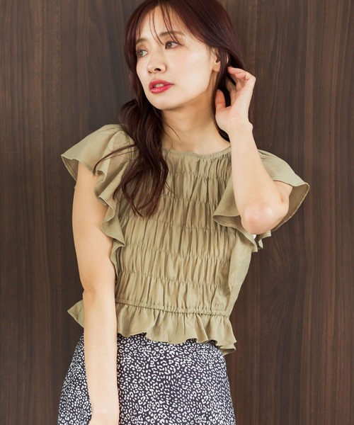 mysty woman（ミスティウーマン）の「【セットアイテム】シャーリングブラウスキャミワンピース2P 491355（ワンピース・レディース・ブラック/ベージュ/オフホワイト・FREE）」の18枚目の写真