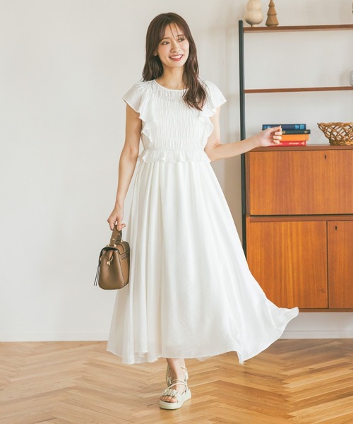 mysty woman（ミスティウーマン）の「【セットアイテム】シャーリングブラウスキャミワンピース2P 491355（ワンピース・レディース・ブラック/ベージュ/オフホワイト・FREE）」の5枚目の写真