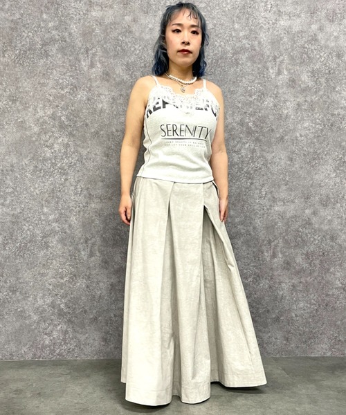 GEVS.（ジェイヴィス）の「ロゴプリントテレコキャミソール＜大きいサイズ有＞GEVS.（キャミソール・レディース・オートミール/杢グレー・LL/3L/4L/5L/M/L）」の4枚目の写真