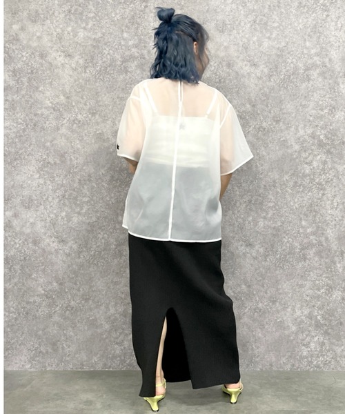 GEVS.（ジェイヴィス）の「ロゴプリントテレコキャミソール＜大きいサイズ有＞GEVS.（キャミソール・レディース・オートミール/杢グレー・LL/3L/4L/5L/M/L）」の22枚目の写真