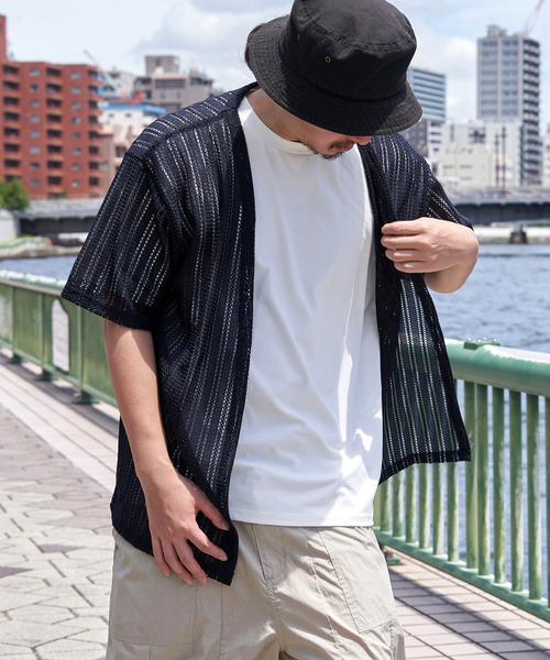 ikka(イッカ)の「【吸水速乾/2点セット】透かしカーデDRYインナーセット(カーディガン/ボレロ・メンズ・チャコールグレー/ベージュ/ネイビー・M/L/XL/S)」の3枚目の写真