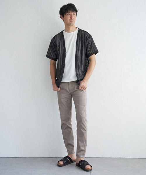 ikka(イッカ)の「【吸水速乾/2点セット】透かしカーデDRYインナーセット(カーディガン/ボレロ・メンズ・チャコールグレー/ベージュ/ネイビー・M/L/XL/S)」の5枚目の写真