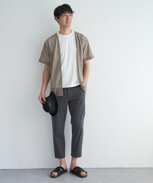 ikka(イッカ)の「【吸水速乾/2点セット】透かしカーデDRYインナーセット(カーディガン/ボレロ・メンズ・チャコールグレー/ベージュ/ネイビー・M/L/XL/S)」の8枚目の写真