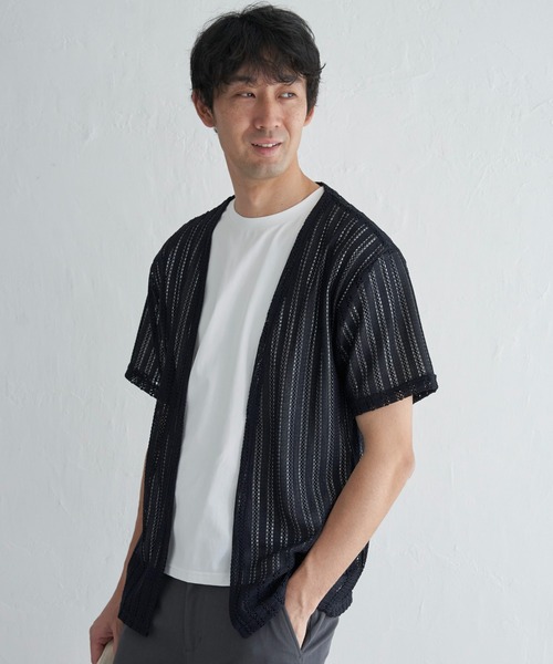 ikka(イッカ)の「【吸水速乾/2点セット】透かしカーデDRYインナーセット(カーディガン/ボレロ・メンズ・チャコールグレー/ベージュ/ネイビー・M/L/XL/S)」の22枚目の写真